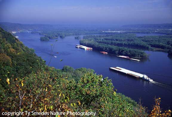 Barges on the Mississippi River