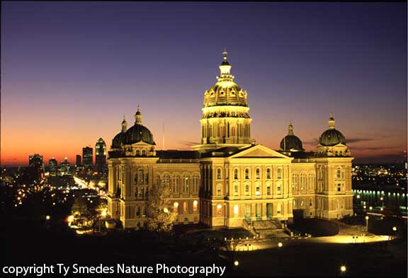 Iowa State Capitol after Sunset