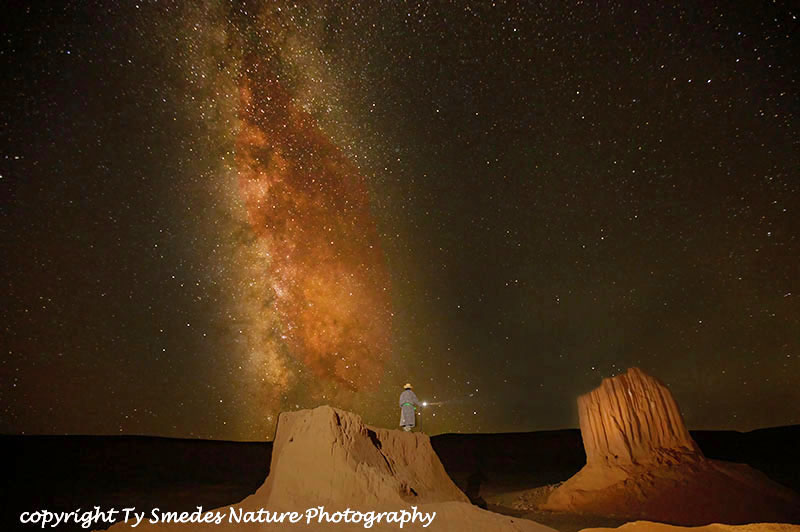 Gobi Desert Traveler and Milky Way